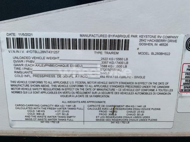 Photo 4 of 2022 KQFP BULLET - RVS CAMPER (VIN 4YDTBLL28NT431257)