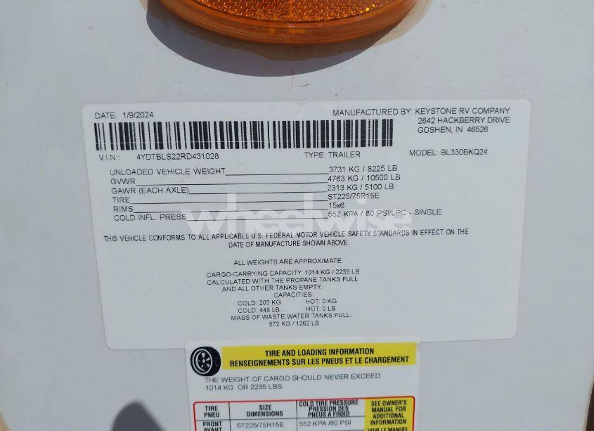 Photo 9 of 2024 Bull Trailer 330 (VIN 4YDTBLS22RD431028)