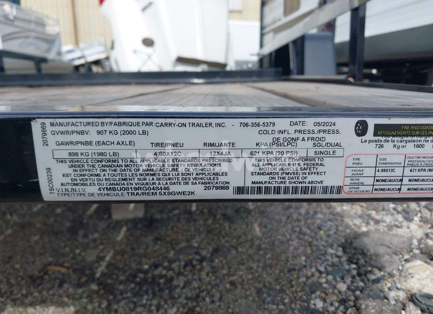 Photo 9 of 2024 Carry On 5X8GWE2K (VIN 4YMBU0819RG048446)