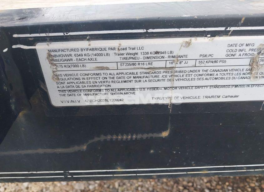 Photo 9 of 2020 Load Trail LOAD TRAIL (VIN 4ZECH2028L1209242)