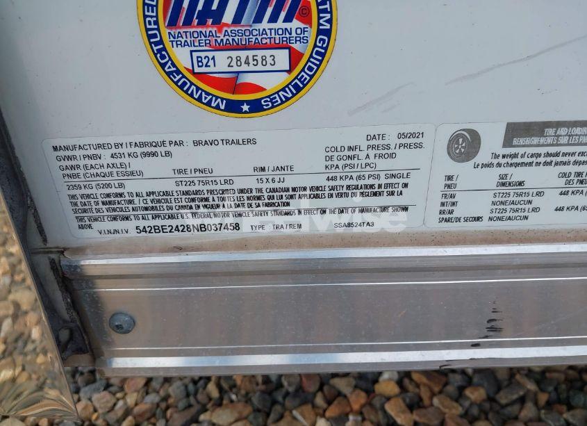 Photo 9 of 2022 Fabrique Bravo TRAILER (VIN 542BE2428NB037458)