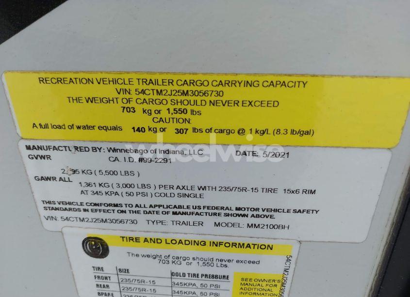 Photo 9 of 2021 Winnebago Micro MINNIE (VIN 54CTM2J25M3056730)