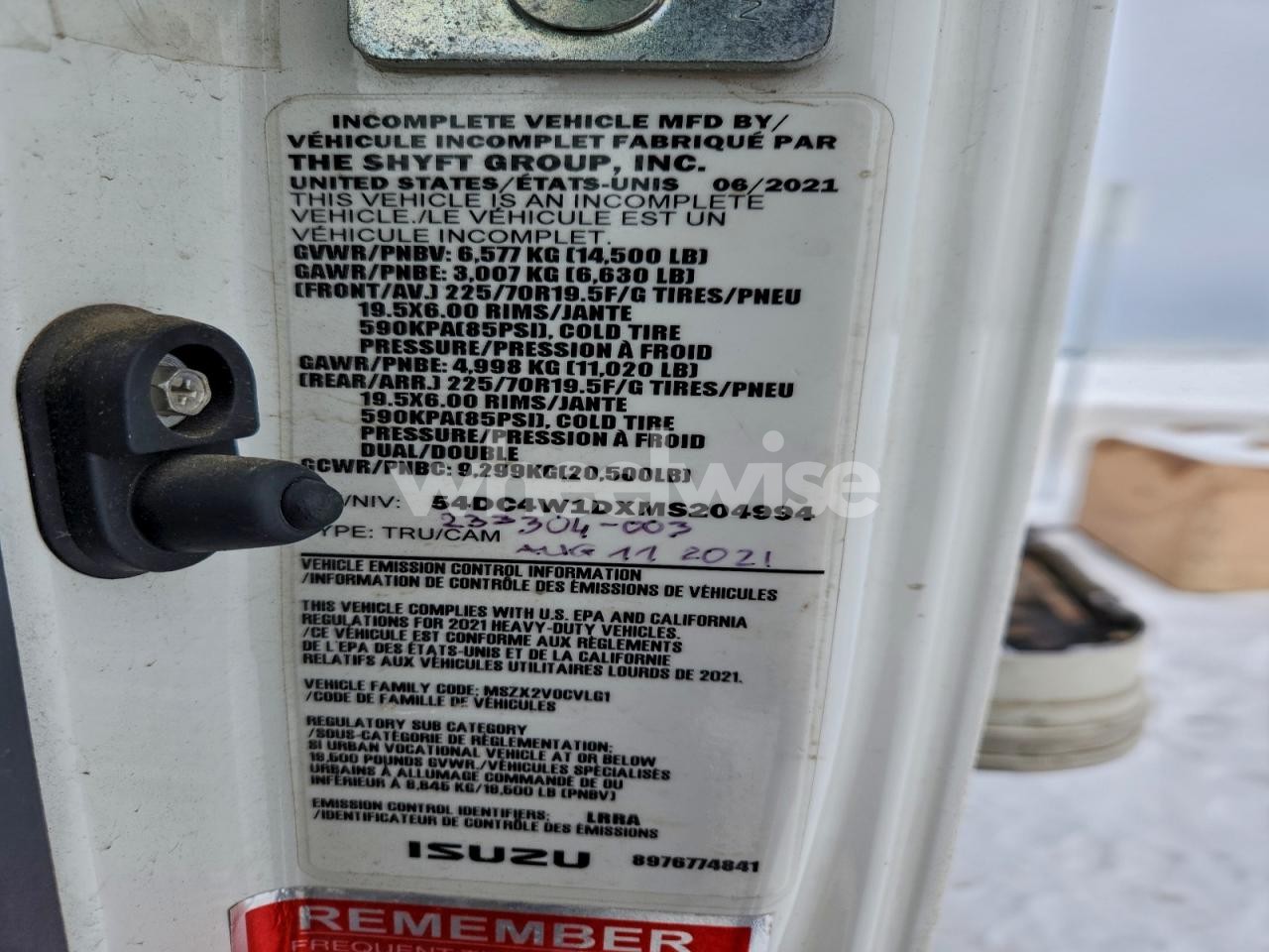 Photo 13 of 2021 ISUZU NPR HD (VIN 54DC4W1DXMS204994)