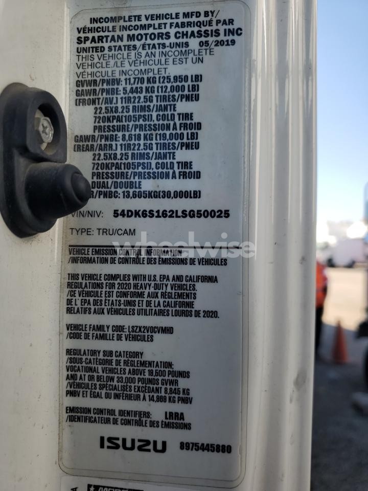 Photo 13 of 2020 ISUZU FTR BOX TRUCK (VIN 54DK6S162LSG50025)