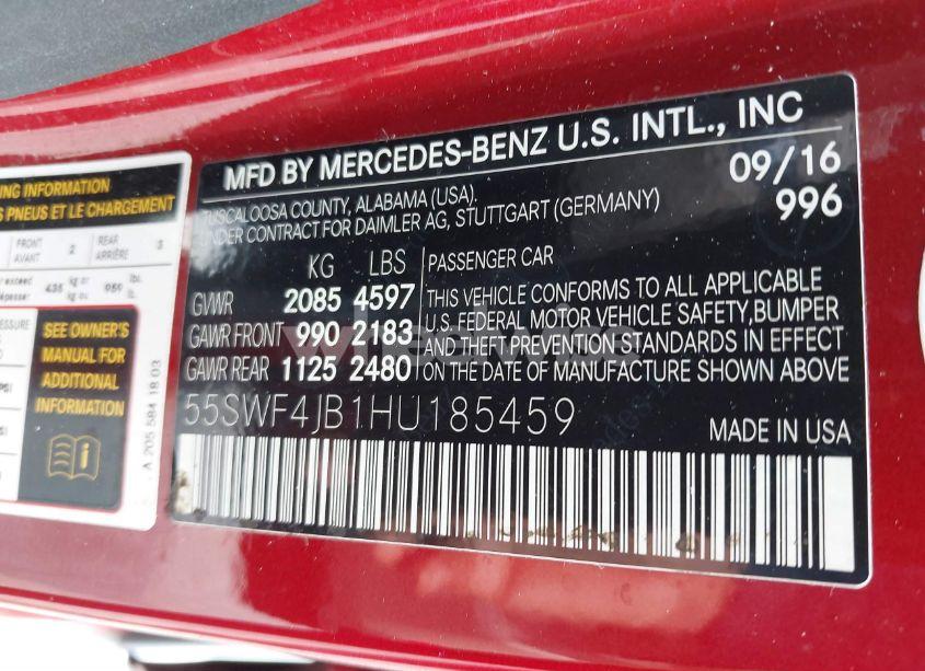 Photo 9 of 2017 Mercedes-benz C 300 LUXURY/SPORT (VIN 55SWF4JB1HU185459)