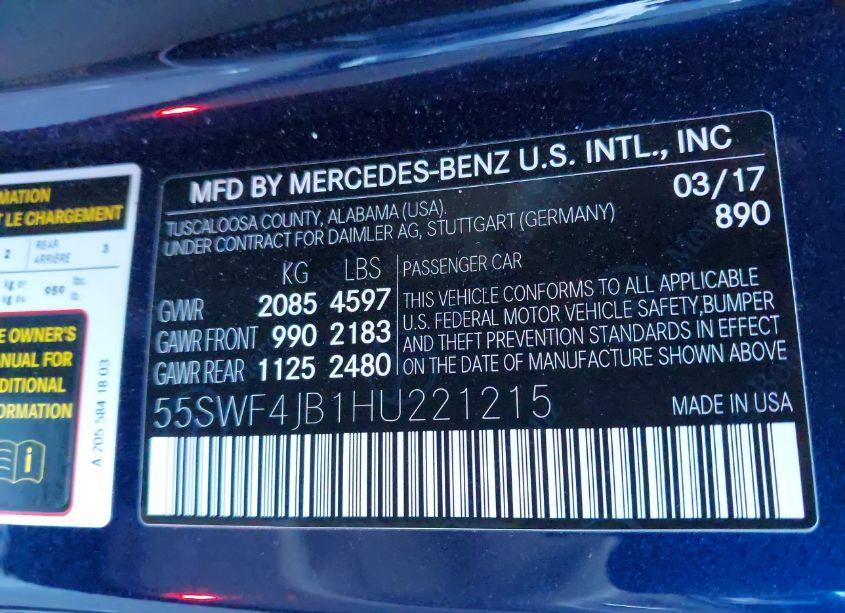 Photo 9 of 2017 Mercedes-benz C 300 LUXURY/SPORT (VIN 55SWF4JB1HU221215)