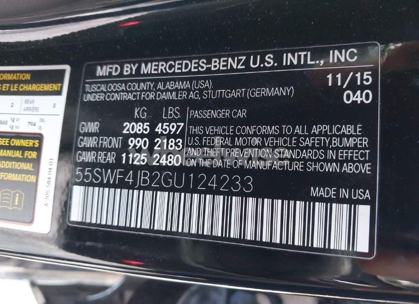 Photo 9 of 2016 Mercedes-benz C-class C 300/LUXURY/SPORT (VIN 55SWF4JB2GU124233)