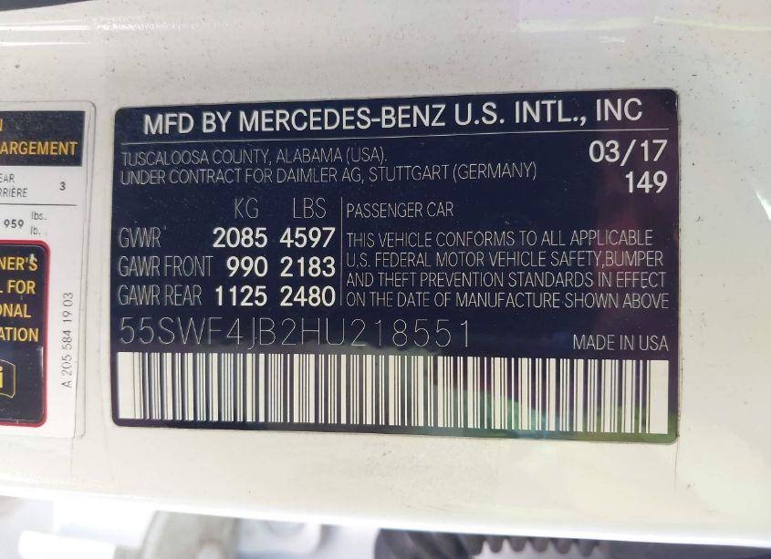 Photo 9 of 2017 Mercedes-benz C 300 LUXURY/SPORT (VIN 55SWF4JB2HU218551)