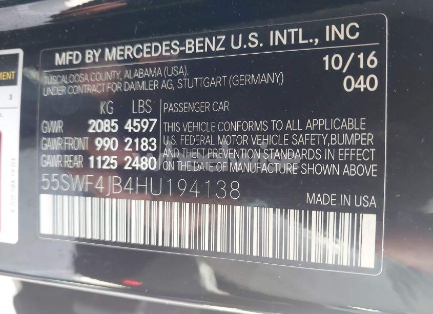 Photo 9 of 2017 Mercedes-benz C 300 LUXURY/SPORT (VIN 55SWF4JB4HU194138)