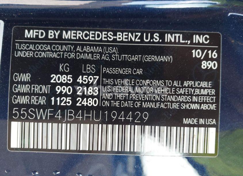 Photo 9 of 2017 Mercedes-benz C 300 LUXURY/SPORT (VIN 55SWF4JB4HU194429)