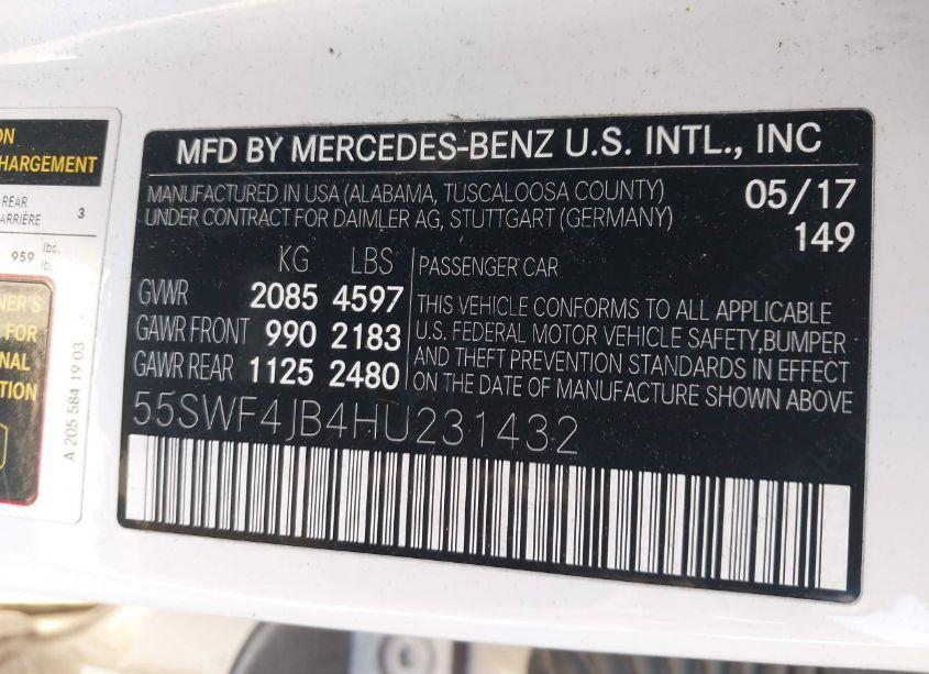 Photo 9 of 2017 Mercedes-benz C 300 LUXURY/SPORT (VIN 55SWF4JB4HU231432)