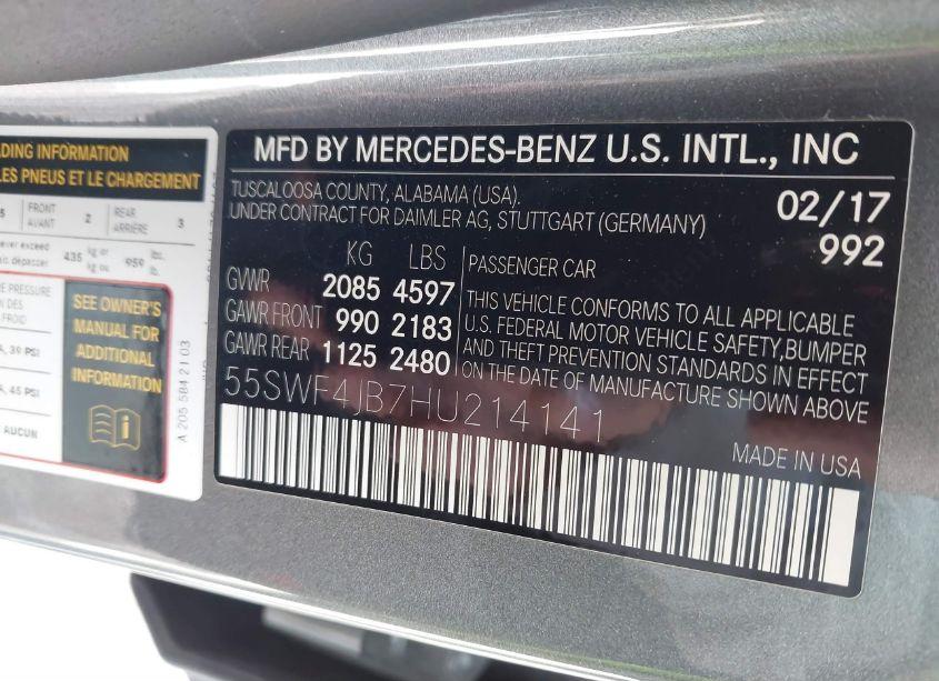 Photo 9 of 2017 Mercedes-benz C 300 LUXURY/SPORT (VIN 55SWF4JB7HU214141)