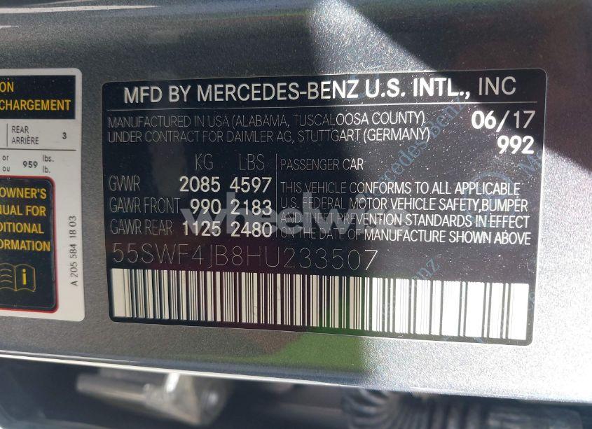 Photo 9 of 2017 Mercedes-benz C 300 LUXURY/SPORT (VIN 55SWF4JB8HU233507)