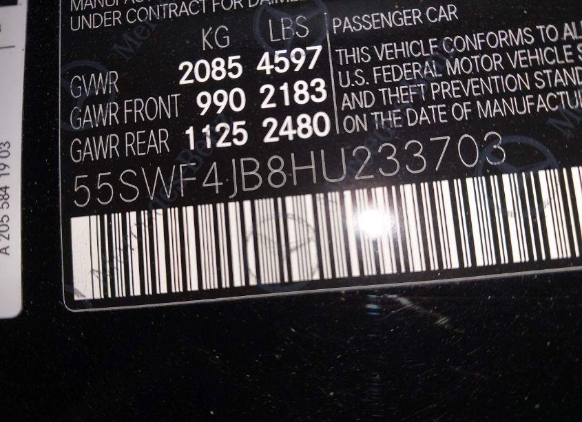 Photo 9 of 2017 Mercedes-benz C 300 LUXURY/SPORT (VIN 55SWF4JB8HU233703)