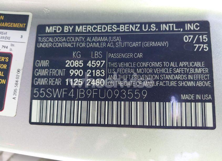 Photo 9 of 2015 Mercedes-benz C 300 LUXURY/SPORT (VIN 55SWF4JB9FU093559)