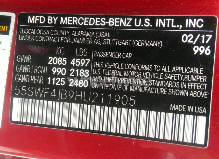 Photo 9 of 2017 Mercedes-benz C 300 LUXURY/SPORT (VIN 55SWF4JB9HU211905)