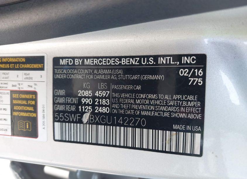 Photo 9 of 2016 Mercedes-benz C-class C 300/LUXURY/SPORT (VIN 55SWF4JBXGU142270)