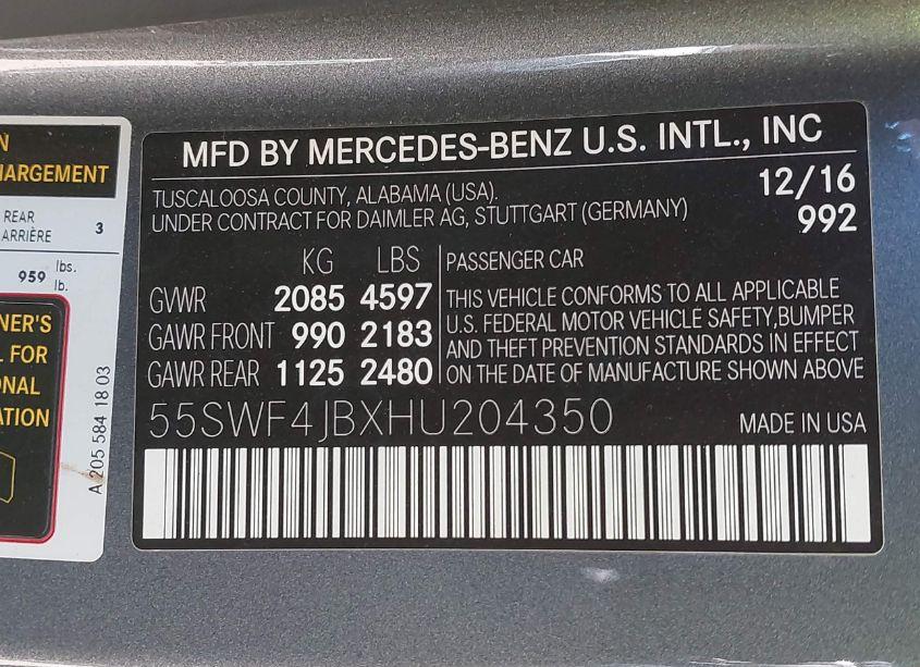 Photo 9 of 2017 Mercedes-benz C 300 LUXURY/SPORT (VIN 55SWF4JBXHU204350)