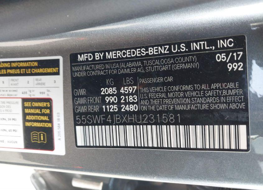 Photo 9 of 2017 Mercedes-benz C 300 LUXURY/SPORT (VIN 55SWF4JBXHU231581)