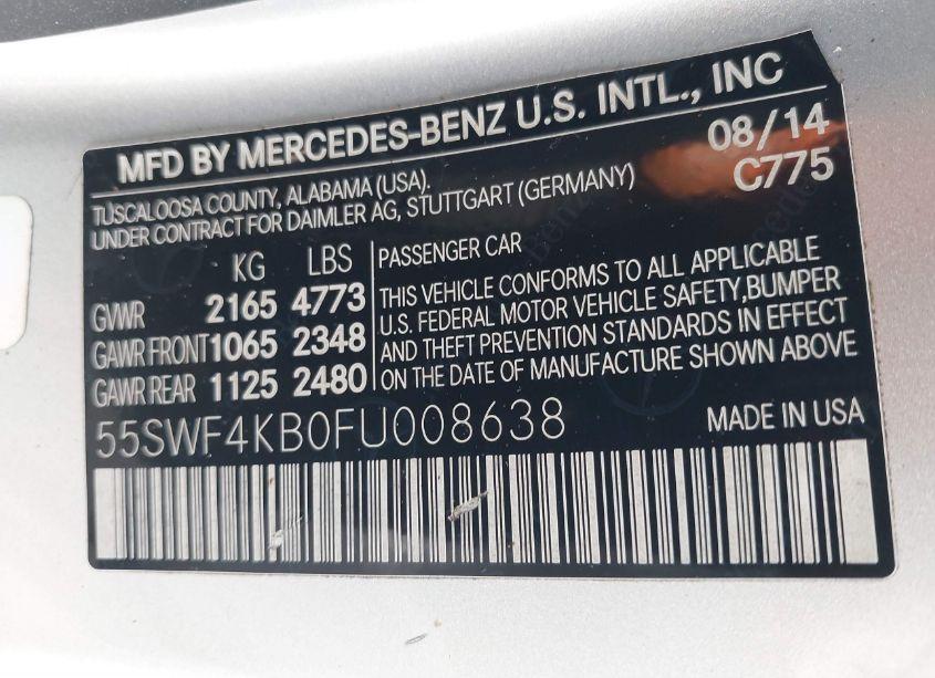 Photo 9 of 2015 Mercedes-benz C 300 4MATIC/LUXURY 4MATIC/SPORT 4MATIC (VIN 55SWF4KB0FU008638)