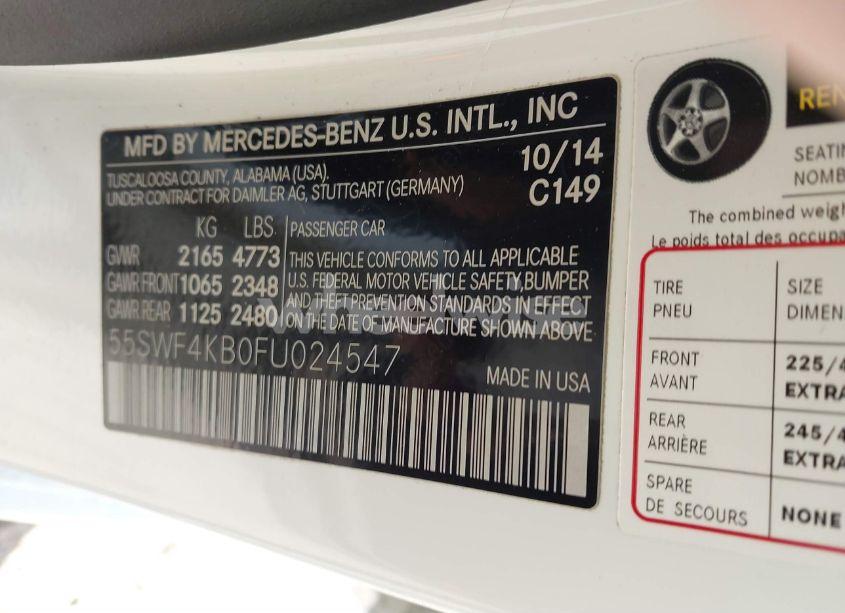 Photo 9 of 2015 Mercedes-benz C 300 4MATIC/LUXURY 4MATIC/SPORT 4MATIC (VIN 55SWF4KB0FU024547)