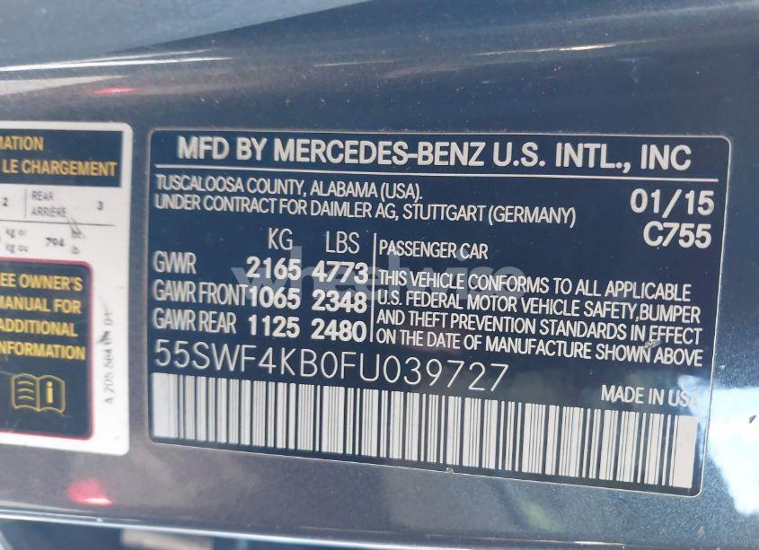 Photo 9 of 2015 Mercedes-benz C 300 4MATIC/LUXURY 4MATIC/SPORT 4MATIC (VIN 55SWF4KB0FU039727)