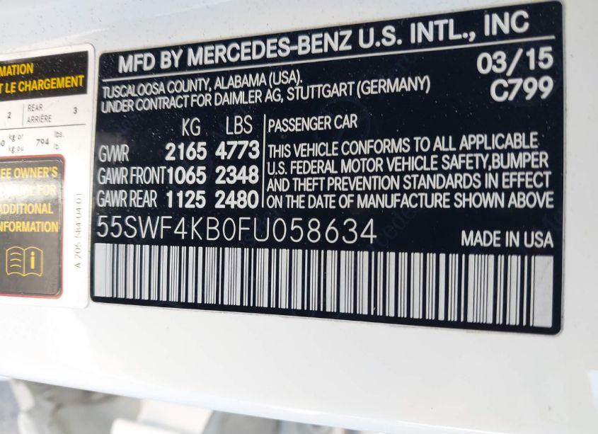 Photo 9 of 2015 Mercedes-benz C 300 4MATIC/LUXURY 4MATIC/SPORT 4MATIC (VIN 55SWF4KB0FU058634)