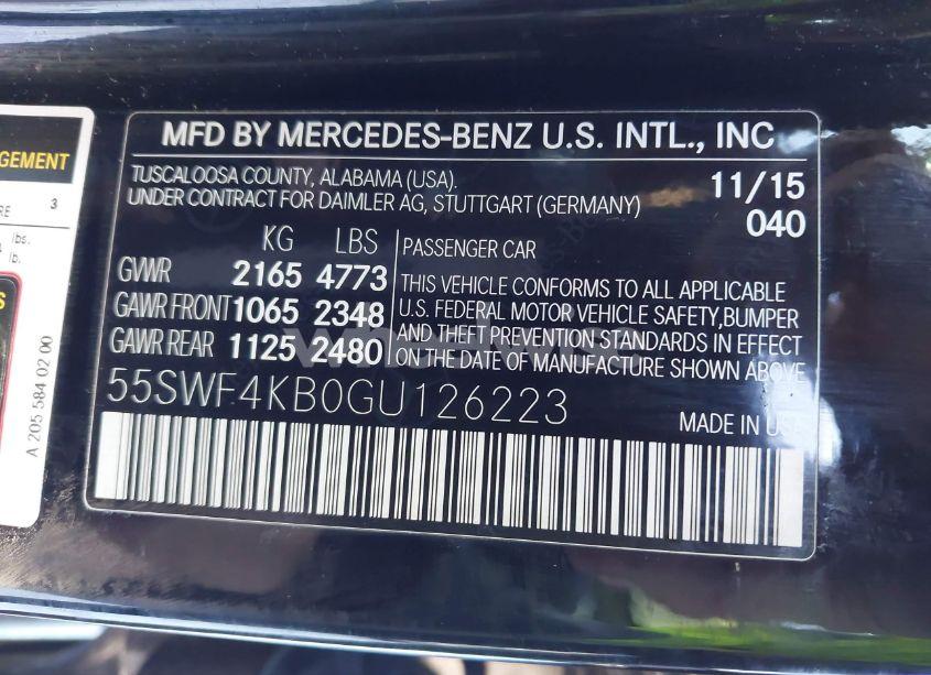 Photo 9 of 2016 Mercedes-benz C 300 4MATIC/LUXURY 4MATIC/SPORT 4MATIC (VIN 55SWF4KB0GU126223)