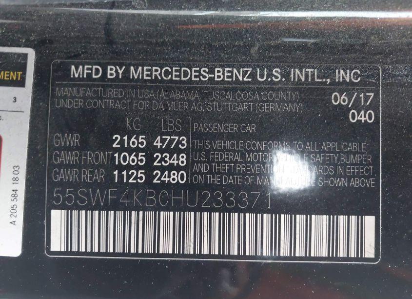 Photo 9 of 2017 Mercedes-benz C 300 4MATIC/LUXURY 4MATIC/SPORT 4MATIC (VIN 55SWF4KB0HU233371)