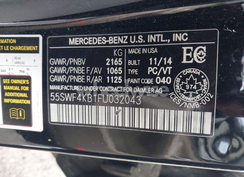 Photo 9 of 2015 Mercedes-benz C 300 4MATIC/LUXURY 4MATIC/SPORT 4MATIC (VIN 55SWF4KB1FU032043)