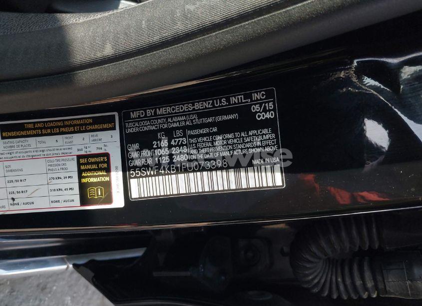 Photo 9 of 2015 Mercedes-benz C 300 4MATIC/LUXURY 4MATIC/SPORT 4MATIC (VIN 55SWF4KB1FU073398)