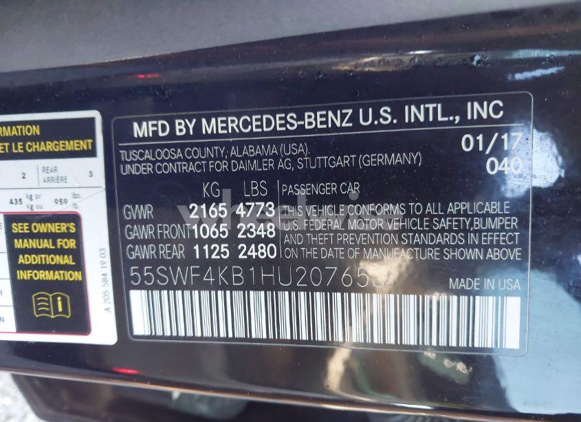 Photo 9 of 2017 Mercedes-benz C 300 4MATIC/LUXURY 4MATIC/SPORT 4MATIC (VIN 55SWF4KB1HU207653)