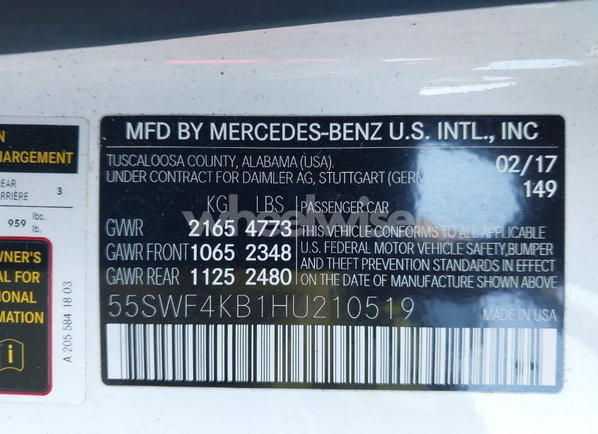 Photo 9 of 2017 Mercedes-benz C 300 4MATIC/LUXURY 4MATIC/SPORT 4MATIC (VIN 55SWF4KB1HU210519)