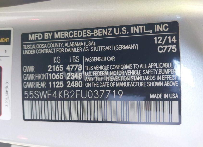 Photo 9 of 2015 Mercedes-benz C 300 4MATIC/LUXURY 4MATIC/SPORT 4MATIC (VIN 55SWF4KB2FU037719)