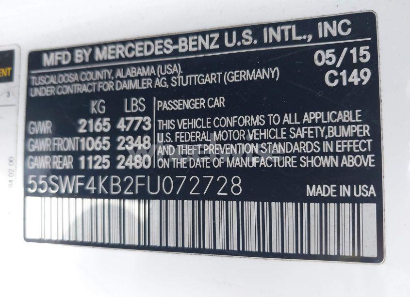 Photo 9 of 2015 Mercedes-benz C 300 4MATIC/LUXURY 4MATIC/SPORT 4MATIC (VIN 55SWF4KB2FU072728)