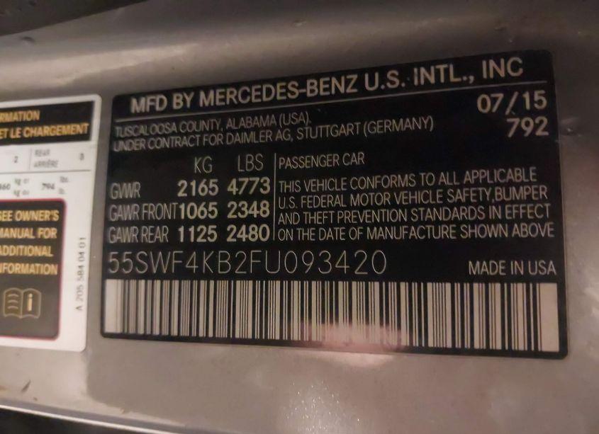 Photo 9 of 2015 Mercedes-benz C 300 4MATIC/LUXURY 4MATIC/SPORT 4MATIC (VIN 55SWF4KB2FU093420)