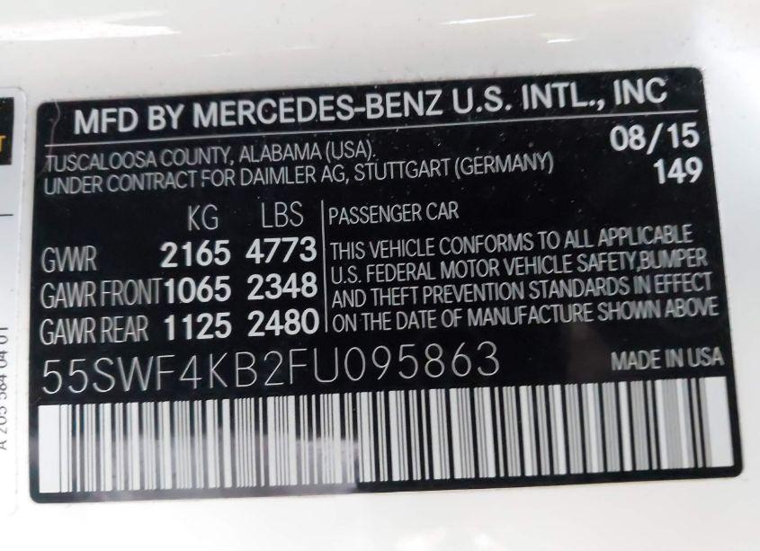 Photo 9 of 2015 Mercedes-benz C 300 4MATIC/LUXURY 4MATIC/SPORT 4MATIC (VIN 55SWF4KB2FU095863)