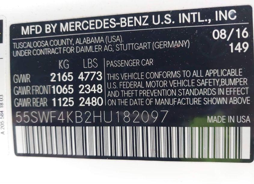 Photo 9 of 2017 Mercedes-benz C 300 4MATIC/LUXURY 4MATIC/SPORT 4MATIC (VIN 55SWF4KB2HU182097)