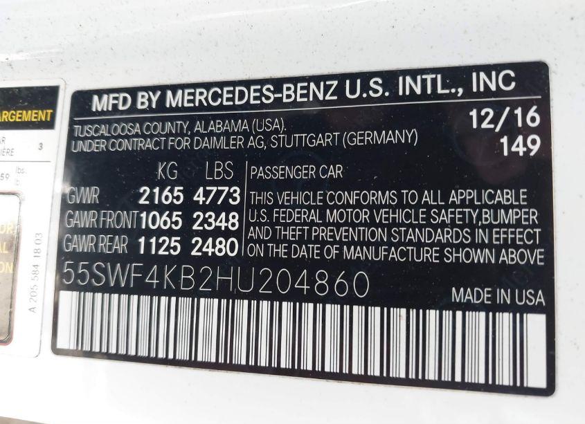 Photo 9 of 2017 Mercedes-benz C 300 4MATIC/LUXURY 4MATIC/SPORT 4MATIC (VIN 55SWF4KB2HU204860)