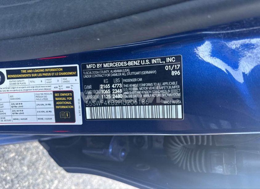 Photo 9 of 2017 Mercedes-benz C 300 4MATIC/LUXURY 4MATIC/SPORT 4MATIC (VIN 55SWF4KB2HU206186)