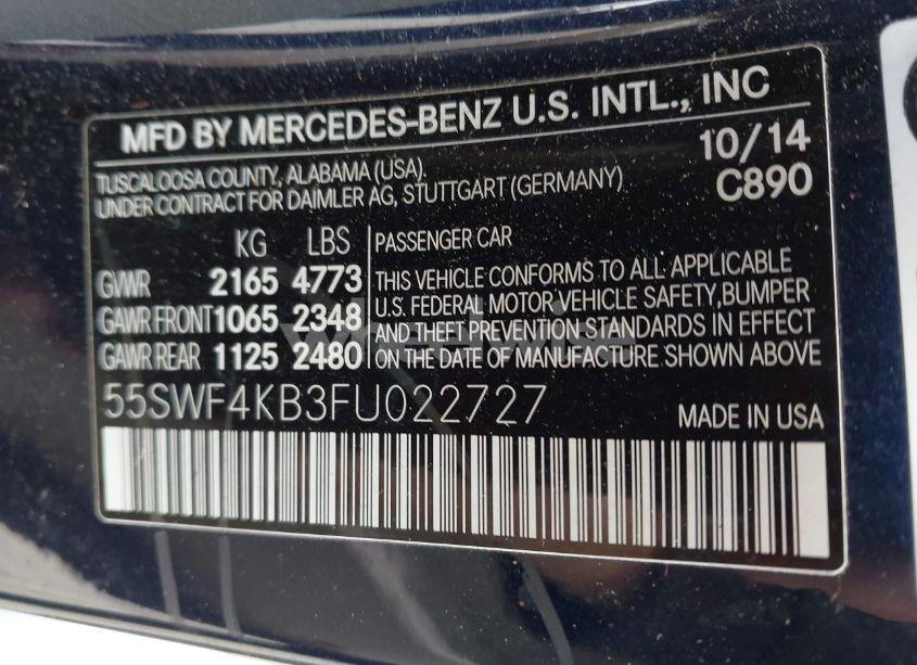 Photo 9 of 2015 Mercedes-benz C 300 4MATIC/LUXURY 4MATIC/SPORT 4MATIC (VIN 55SWF4KB3FU022727)