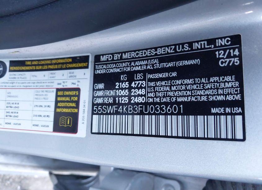 Photo 9 of 2015 Mercedes-benz C 300 4MATIC/LUXURY 4MATIC/SPORT 4MATIC (VIN 55SWF4KB3FU033601)