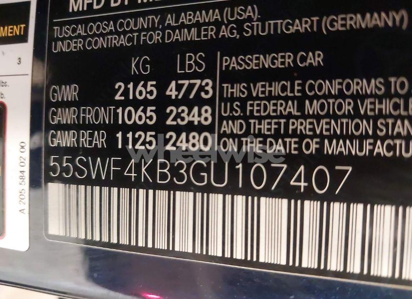 Photo 9 of 2016 Mercedes-benz C 300 4MATIC/LUXURY 4MATIC/SPORT 4MATIC (VIN 55SWF4KB3GU107407)