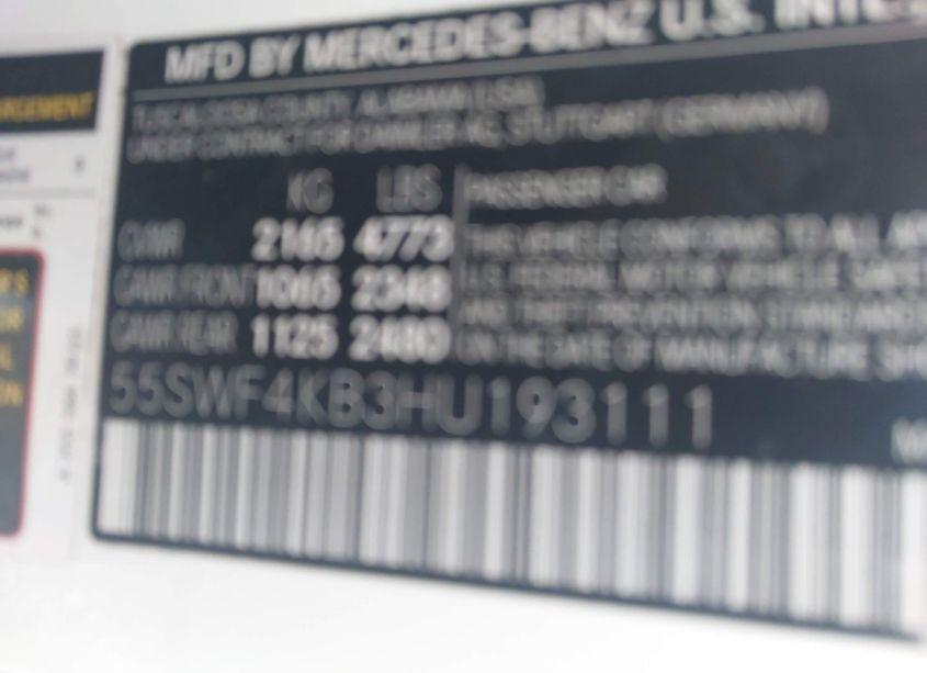 Photo 9 of 2017 Mercedes-benz C 300 4MATIC/LUXURY 4MATIC/SPORT 4MATIC (VIN 55SWF4KB3HU193111)