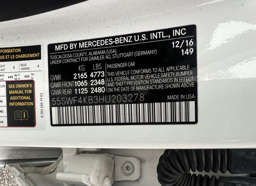 Photo 8 of 2017 Mercedes-benz C 300 4MATIC/LUXURY 4MATIC/SPORT 4MATIC (VIN 55SWF4KB3HU203278)