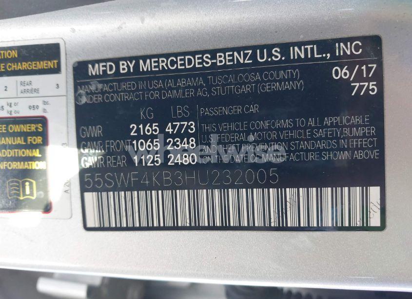 Photo 9 of 2017 Mercedes-benz C 300 4MATIC/LUXURY 4MATIC/SPORT 4MATIC (VIN 55SWF4KB3HU232005)