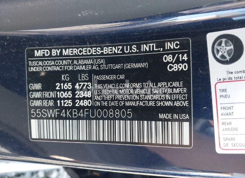 Photo 9 of 2015 Mercedes-benz C 300 4MATIC/LUXURY 4MATIC/SPORT 4MATIC (VIN 55SWF4KB4FU008805)