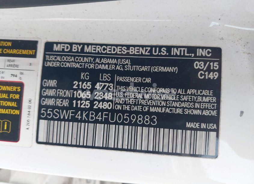 Photo 9 of 2015 Mercedes-benz C 300 4MATIC/LUXURY 4MATIC/SPORT 4MATIC (VIN 55SWF4KB4FU059883)