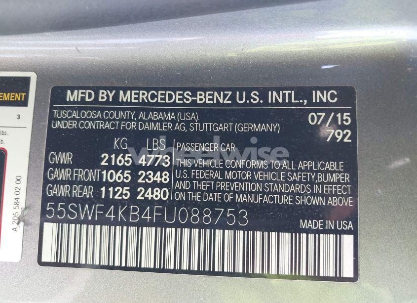 Photo 8 of 2015 Mercedes-benz C 300 4MATIC/LUXURY 4MATIC/SPORT 4MATIC (VIN 55SWF4KB4FU088753)