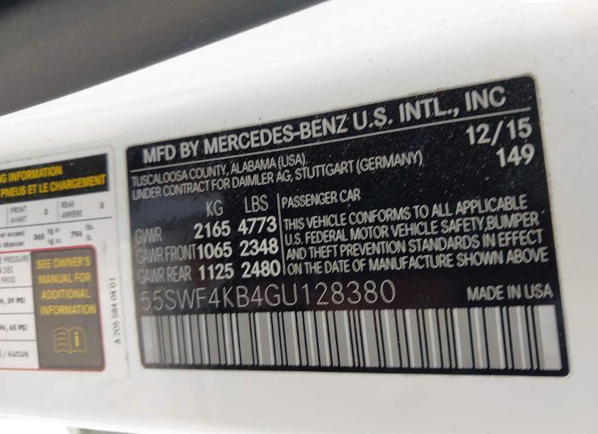 Photo 9 of 2016 Mercedes-benz C 300 4MATIC/LUXURY 4MATIC/SPORT 4MATIC (VIN 55SWF4KB4GU128380)